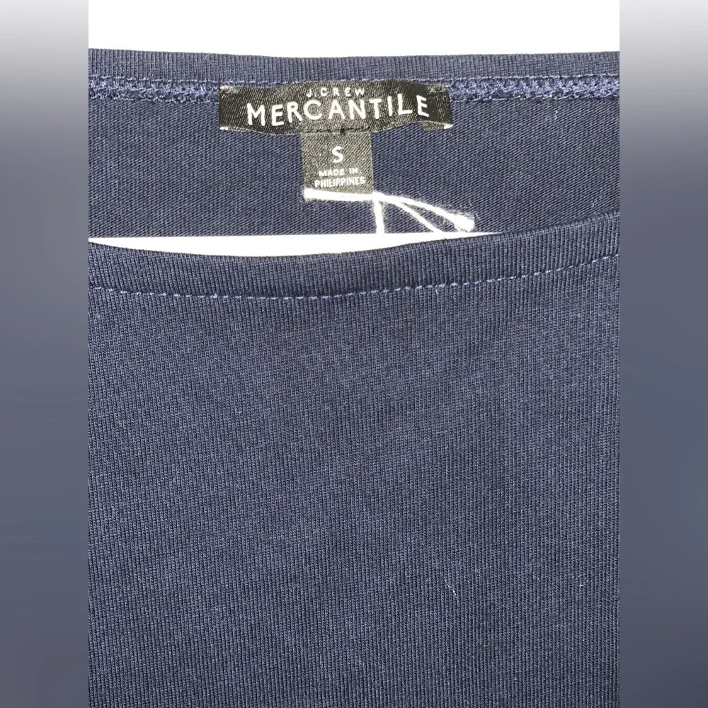 J Crew Mercantile Navy Long Sleeve Top with Checkered Cuffs.  Size-Small - Picture 4 of 4